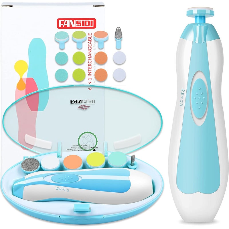 FANSIDI Baby Nail Trimmer Electric – Easy & Safe Baby Nail File Kit, Quiet LED Light, Multiple Speeds & Pads for Newborns, Infants, Toddlers & Adults, Perfect Baby Shower Gift - Image 1